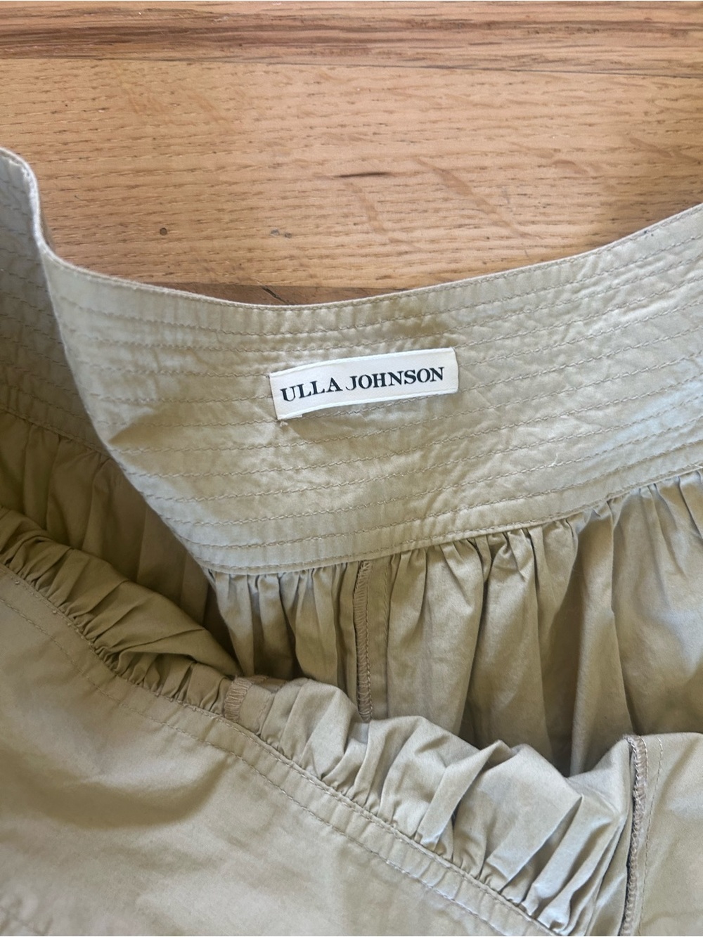 ULLA JOHNSON Adeline Cotton Poplin Shorts Belted Pocket Khaki Beige Size 6 - Picture 4 of 5